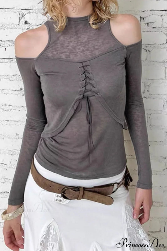 Retro Streetwear Off-Shoulder Turtleneck Long-Sleeve Knit Top