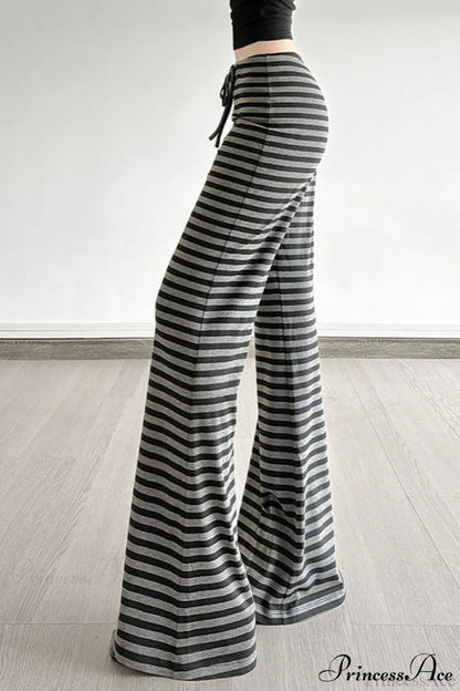 Retro Striped Bootcut Knit Pants