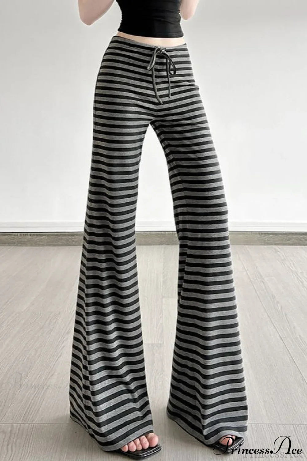 Retro Striped Bootcut Knit Pants