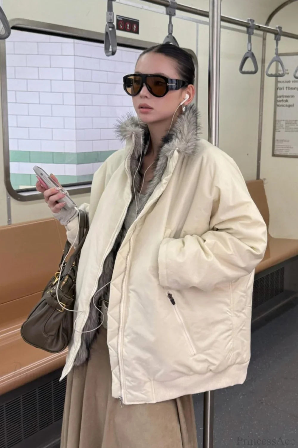 Reversible Patchwork Color Block Fleece Coat