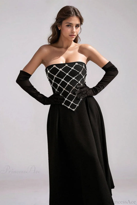 Rhinestone Beaded Off-the-Shoulder Fitted Bodycon Evening Dress