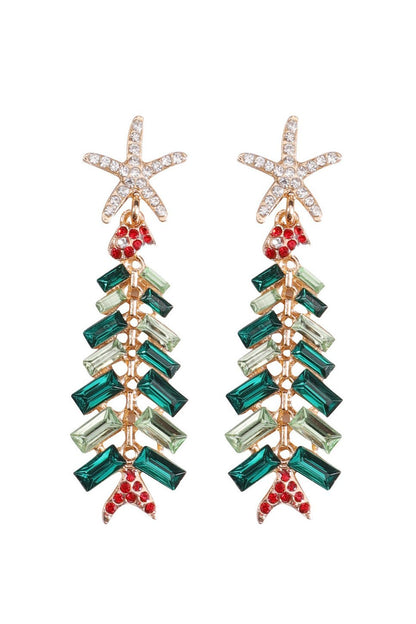 Rhinestone Christmas Tree Earrings