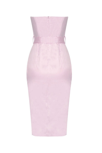 Rhinestone Sweetheart Strapless Satin Belt Buckle Mini Dress