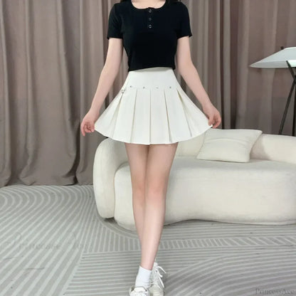 Rivet Pleated A-line Street Skirt