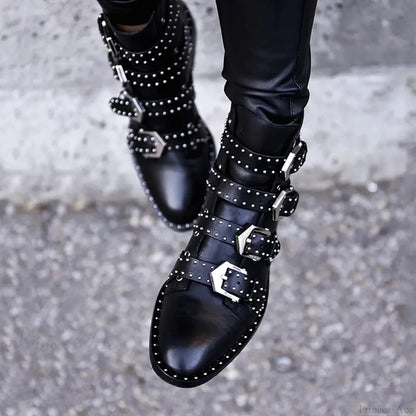Rivets Bend Gothic Creator Leather Ankle Shoe