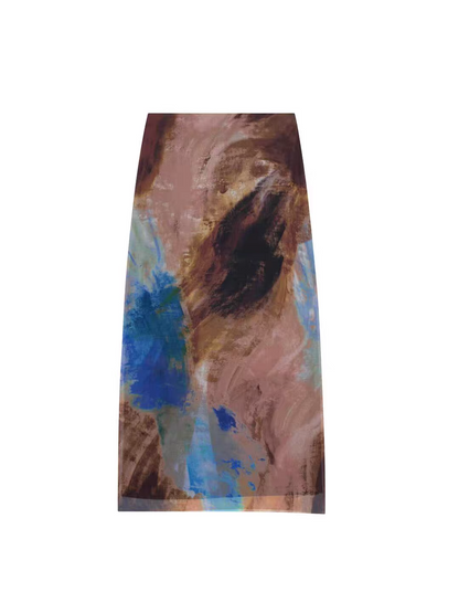 Tropical Print One Shoulder Ruched Mesh Top & Skirt Coord Set