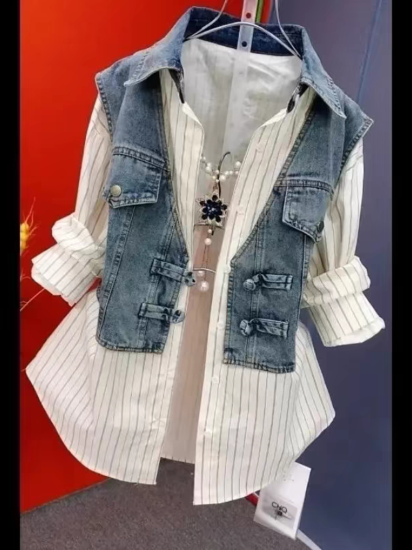 Denim Waist Coat Shirt