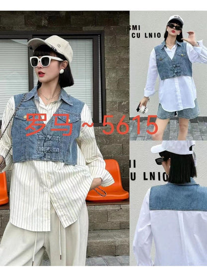 Denim Waist Coat Shirt