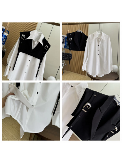 Oversized fit Shirt Dress with Detachable Crop Jacket