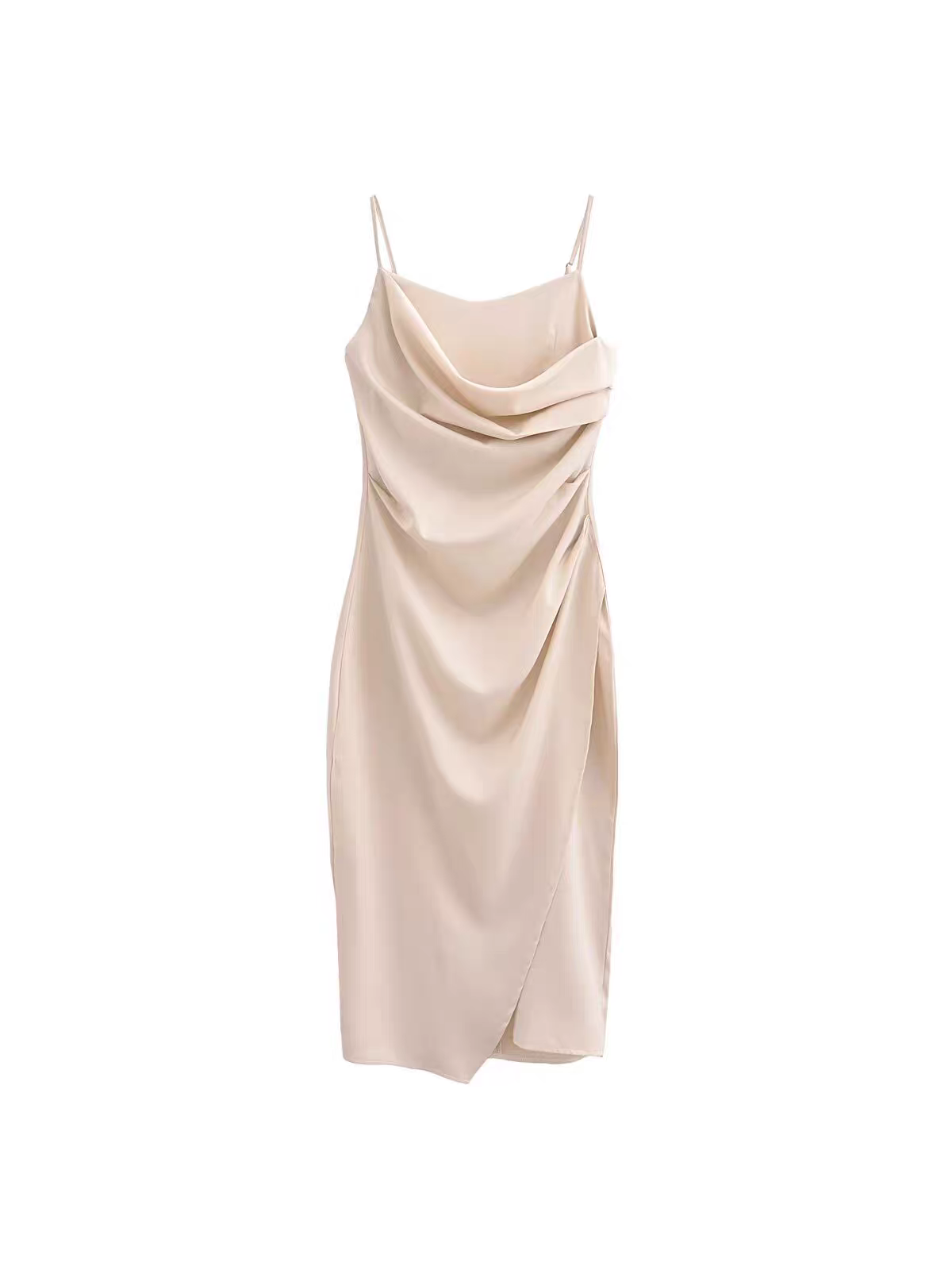 Spaghetti Strap Solid Slit Dress