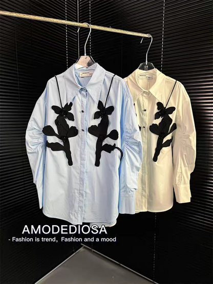 Oversized fit Butterfly Applique Shirt Dress
