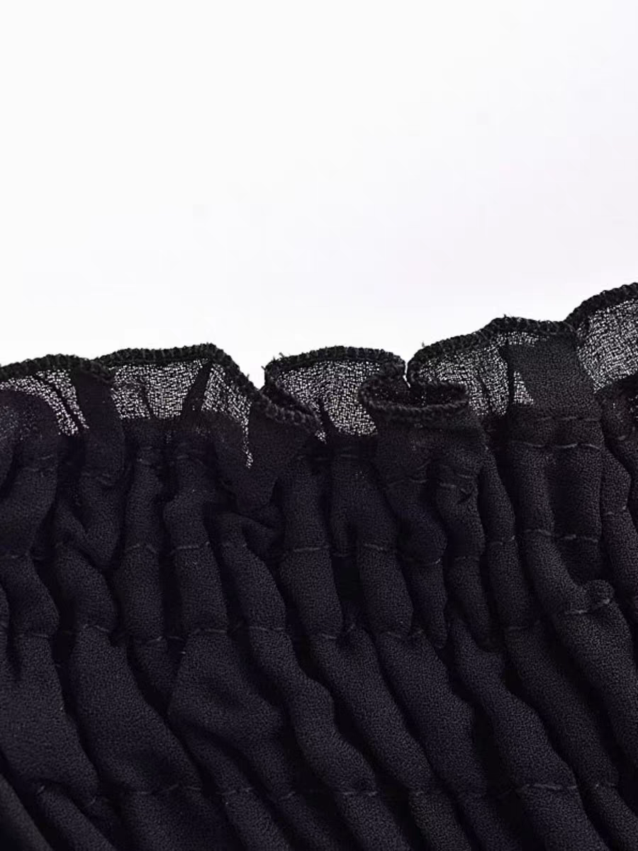 Black Bandeau Tube Frill Dress