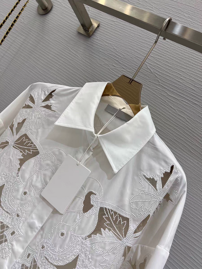 Oversized Fit Embroidered Beads Shirt