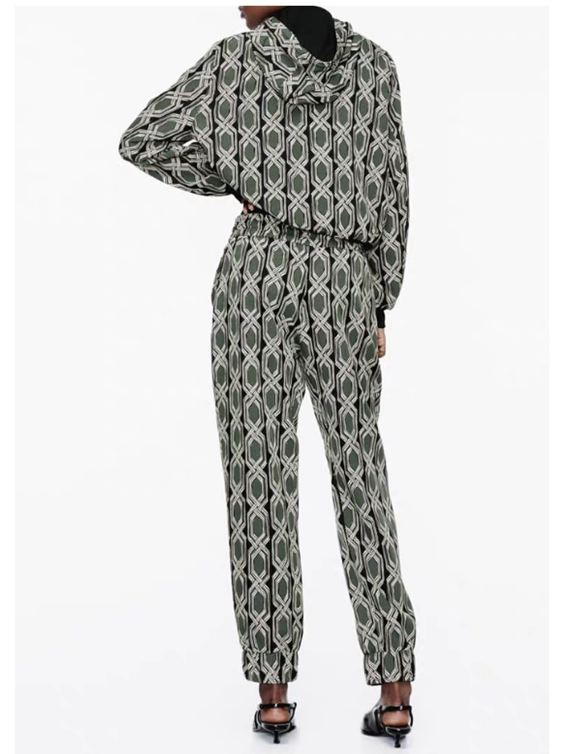 Green Abstract Print Hoodie & Joggers Pants Coord Set