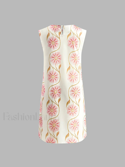 Romantic Print Sleeveless Mini  Dress