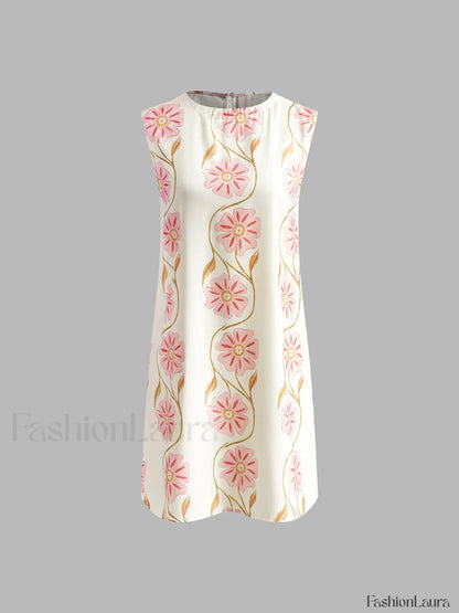 Romantic Print Sleeveless Mini  Dress