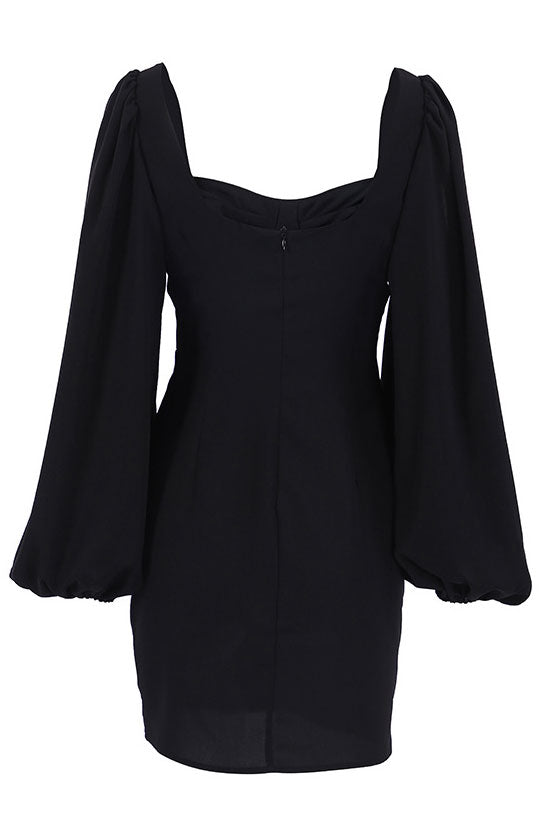Sweetheart Neck Bishop Sleeve Bodycon Mini Dress
