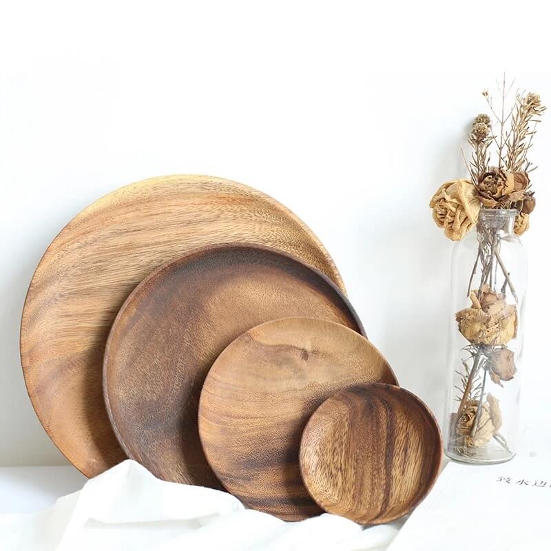 Acacia Wooden Plates 4pcs Set