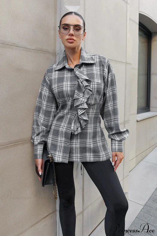 Ruffled Collared Loose Blouse