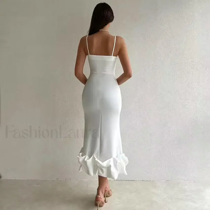 Ruffled Pencil Bodycon Midi Dress