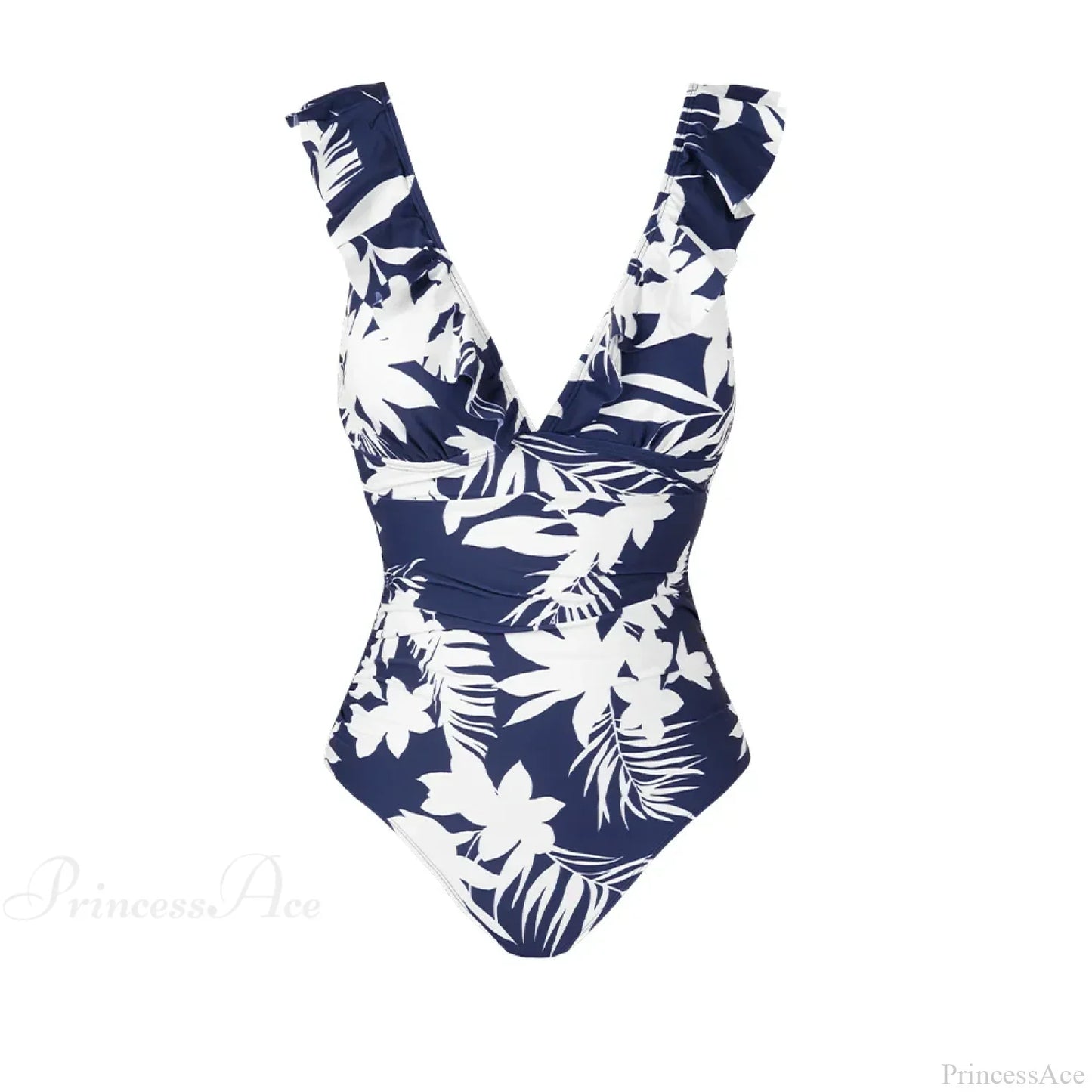 Ruffled V-neck Lace Up Monokini One Piece Set