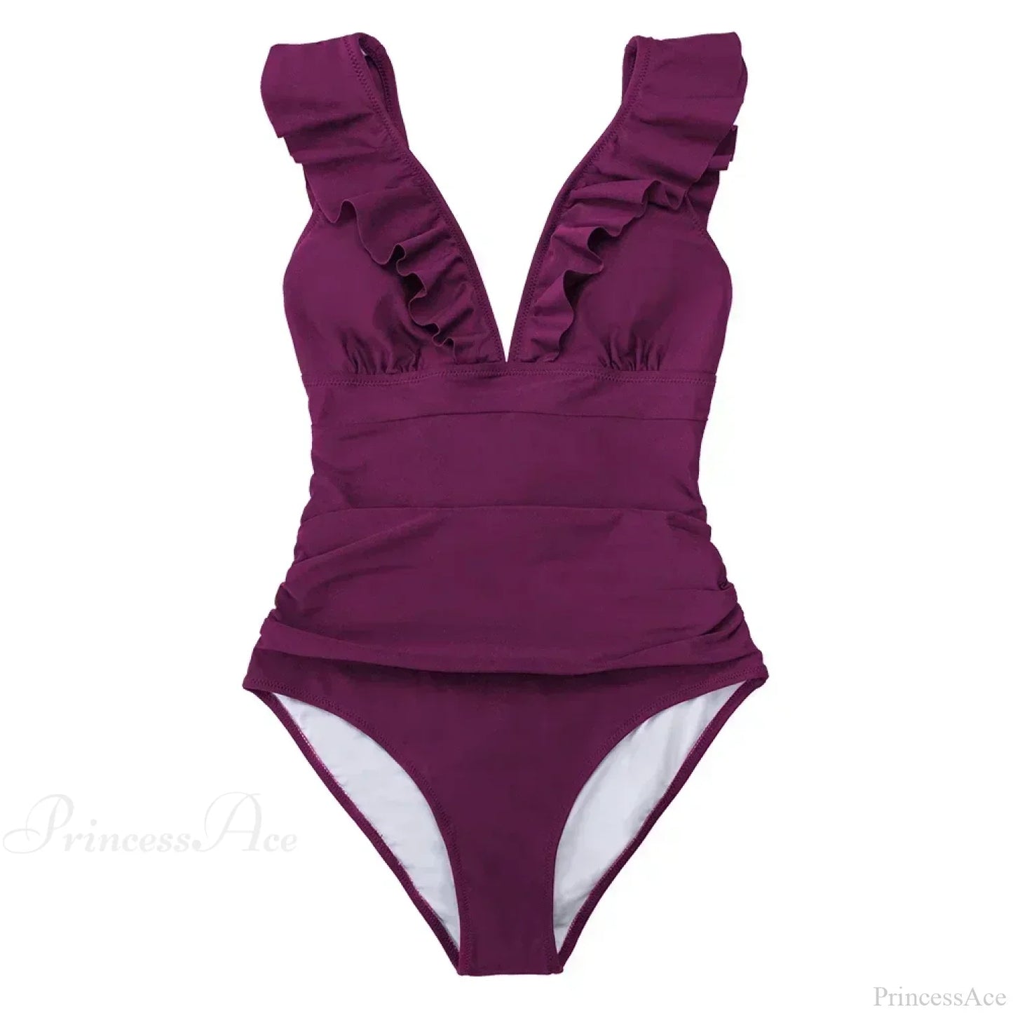 Ruffled V-neck Lace Up One Piece Set