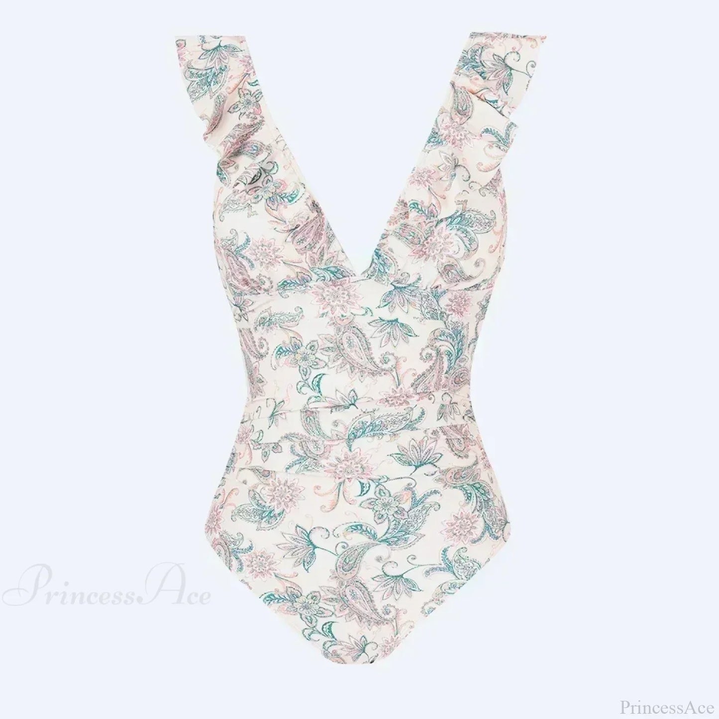 Ruffled V-neck Lace Up One Piece Set