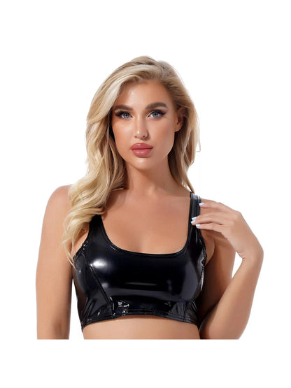 PU Leather Crop Tank Top