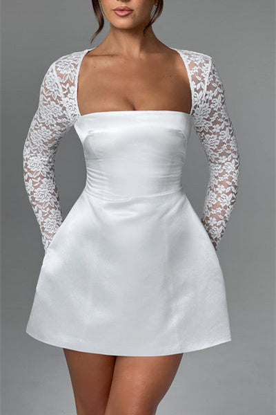 Kristin Square Neck Satin Mini Dress