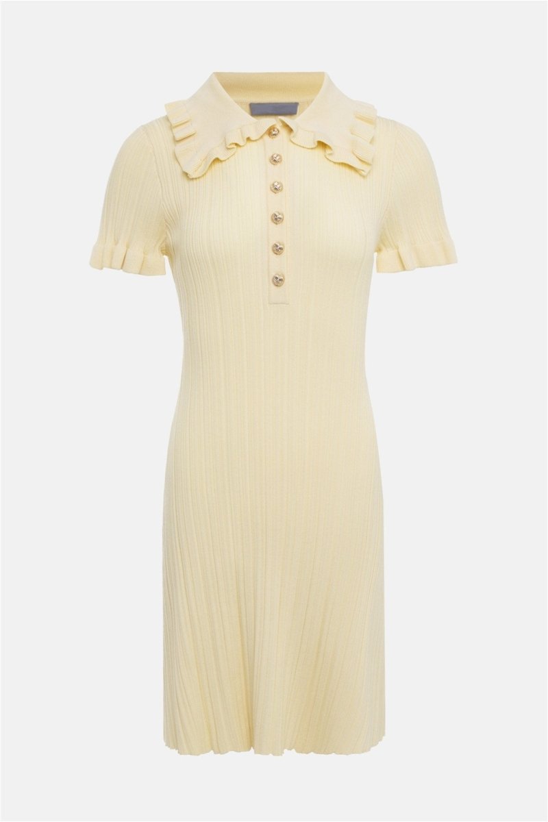 Salome Lapel Collar Ruffle Knit Mini Dress