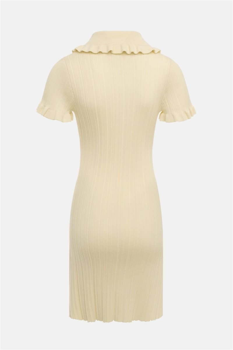Salome Lapel Collar Ruffle Knit Mini Dress