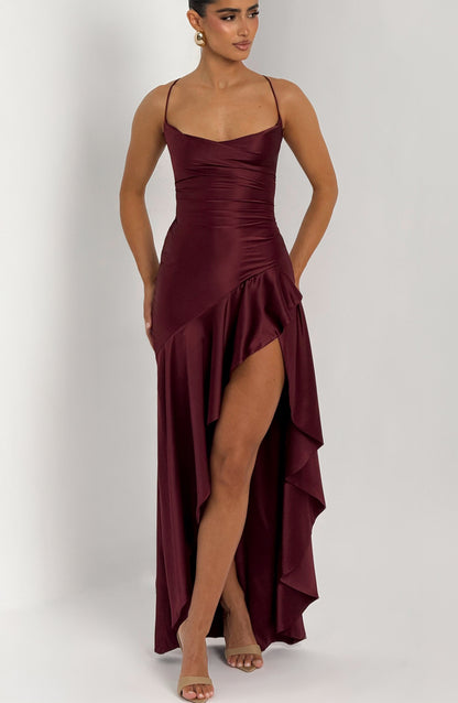 Editta Maxi Dress - Cherry Lacquer