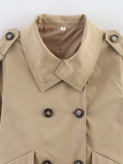 Sarah Beige Double Breasted Trench Coat