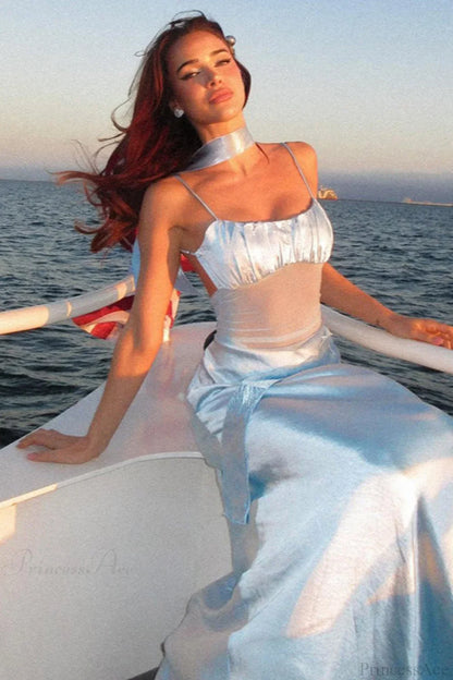 Satin Cami Lace Panel Bodycon Maxi Dress