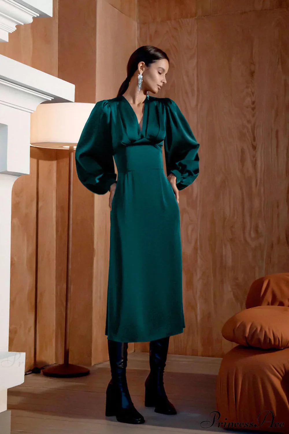 Satin Red Chic Formal Maxi Dress