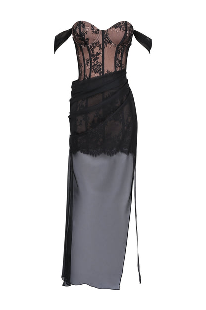 Black – Sexy Sheer Lace A-Line Dress