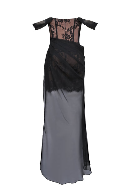 Black – Sexy Sheer Lace A-Line Dress
