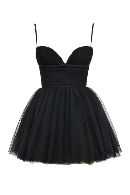 Black – Sweet Fairy-Inspired Spaghetti Strap Dress