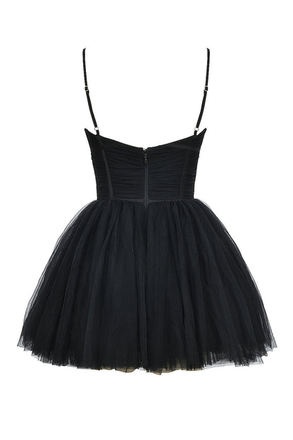 Black – Sweet Fairy-Inspired Spaghetti Strap Dress