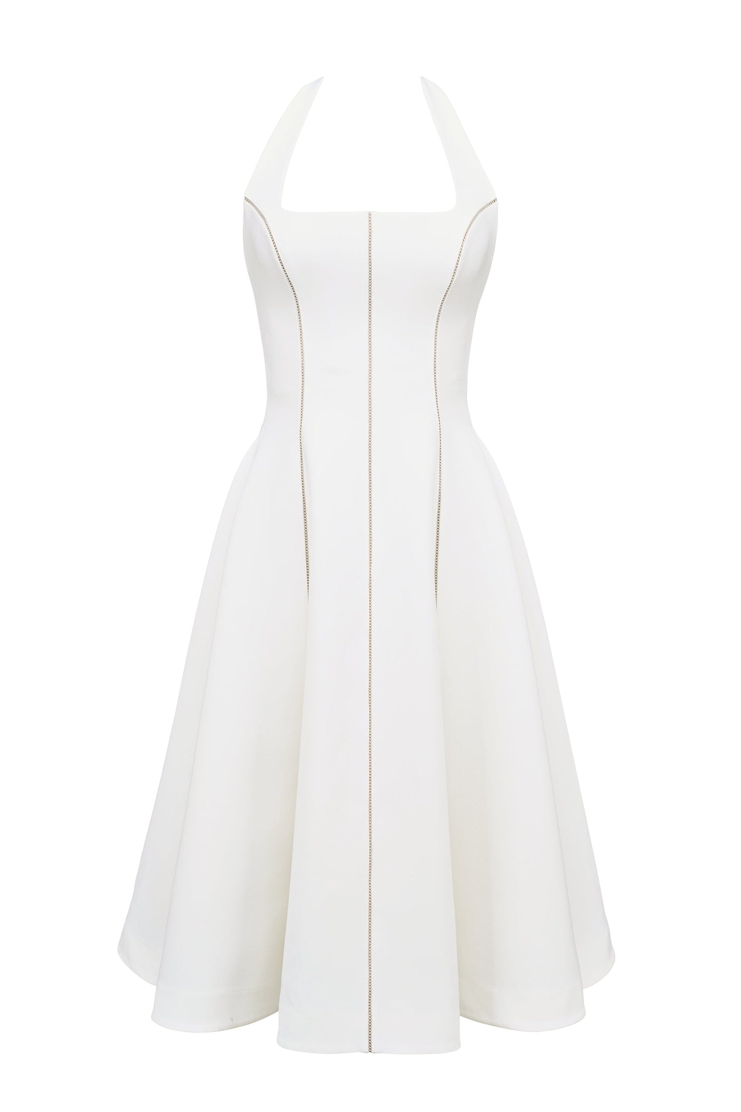 White – Ruched Slim-Fit Halter Dress