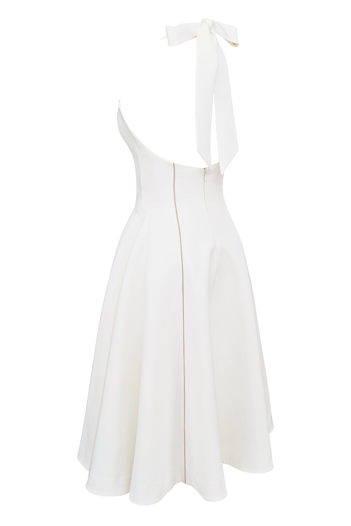 White – Ruched Slim-Fit Halter Dress