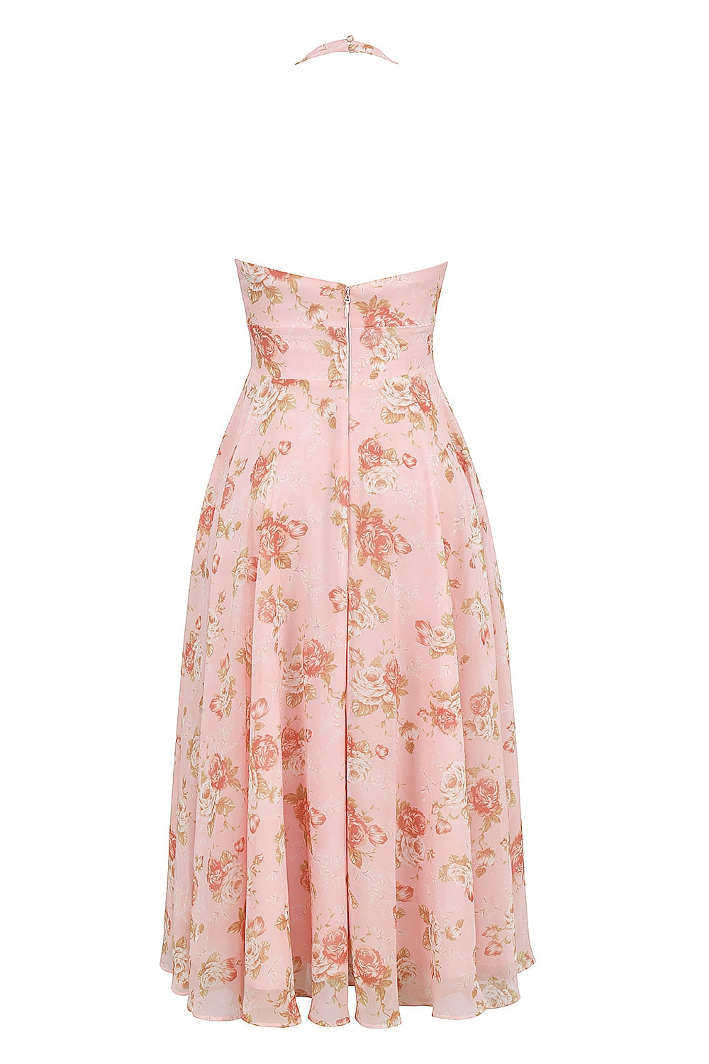 Pink – Romantic Floral Halter Vacation Dress