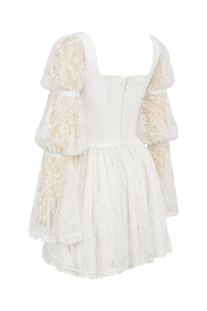 White - Elegant Lace Fitted Dress