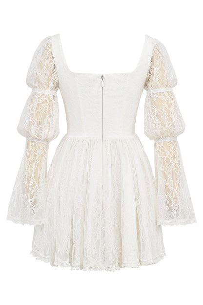 White - Elegant Lace Fitted Dress