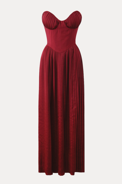 Alice Strappless Pleated Maxi Dress