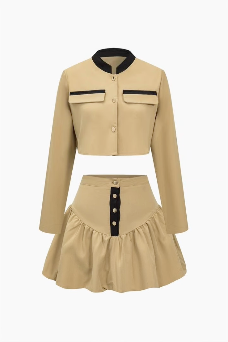 Madeline Cropped Jacket & Bubble Skirt Set