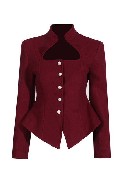 Edwina Stand Collar Cutout Blazer