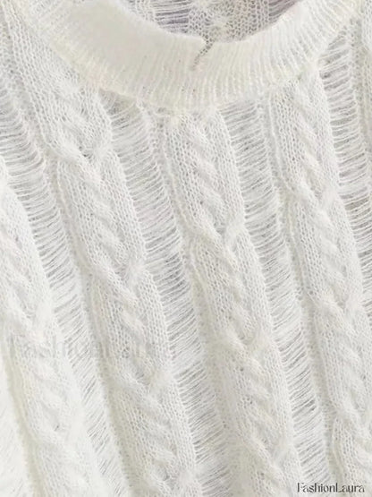 Semi-Sheer Snowflake Crochet Knit Shirt