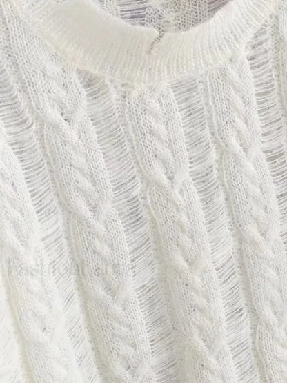 Semi-Sheer Snowflake Crochet Knit Shirt