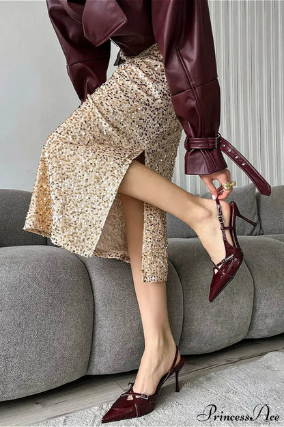 Sequin High Waist Midi Skirt
